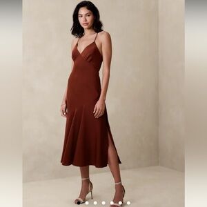Asymmetrical Seam Midi Slip Dress - Banana Republic Size 12